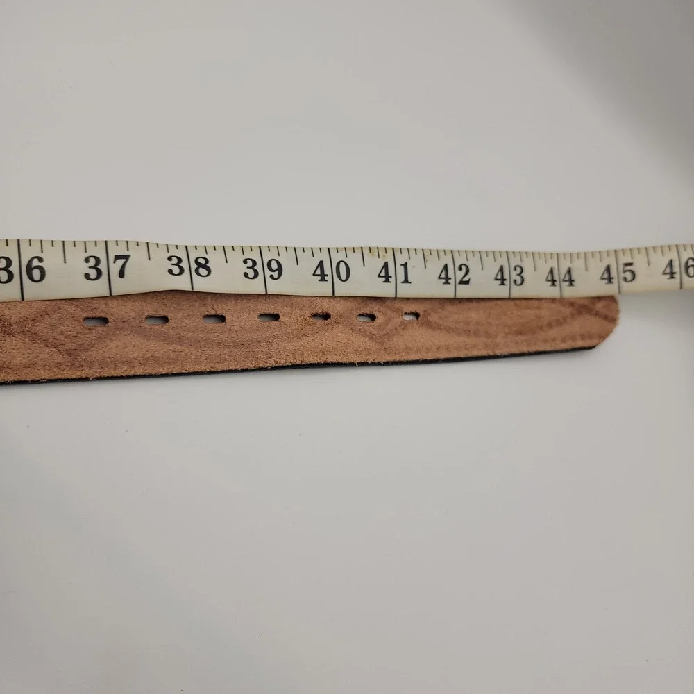 Tooled Leather Belt Size 40 Brown Top Grain Western Oval‎ Brass Buckle